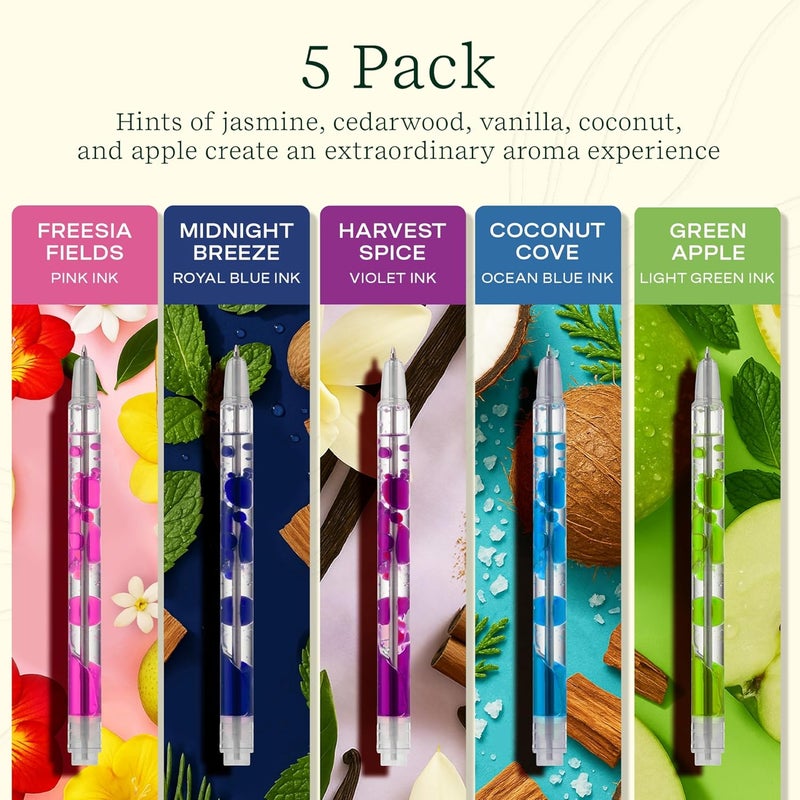 LifeLines Scented Lava Gel Pen Set, 5-Pack (Brights) - 0.5mm Colored Gel Pens Infused with Scented Essential Oil Blends & Mesmerizing Lava - School Supplies for College Kids & Adults - Image 4